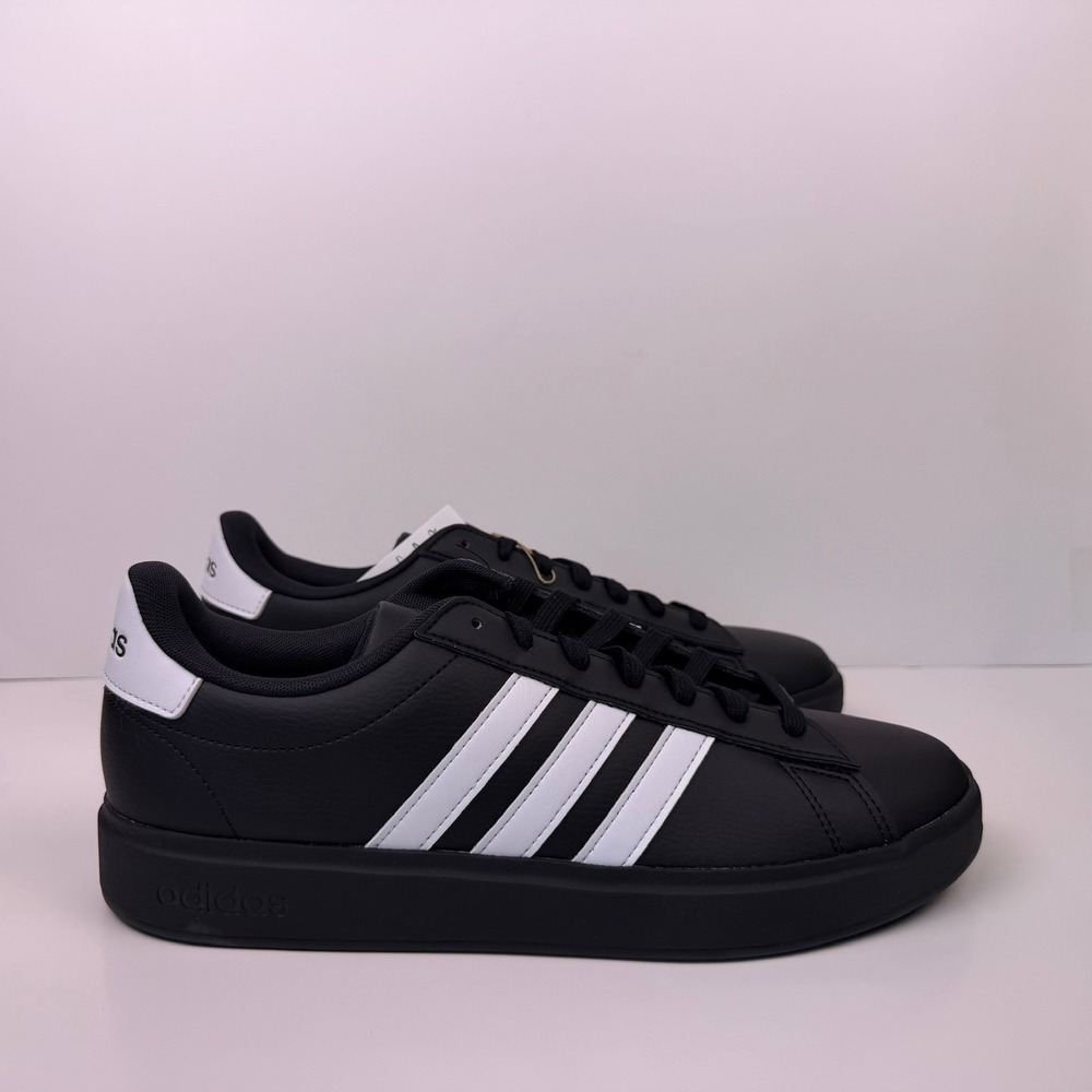 Adidas Grand Court 2.0 Sneakers Mens Size 10.5 Black/Black/White JR0546